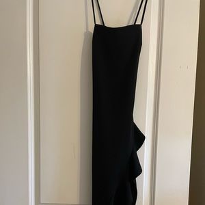 Long black dress with side slit